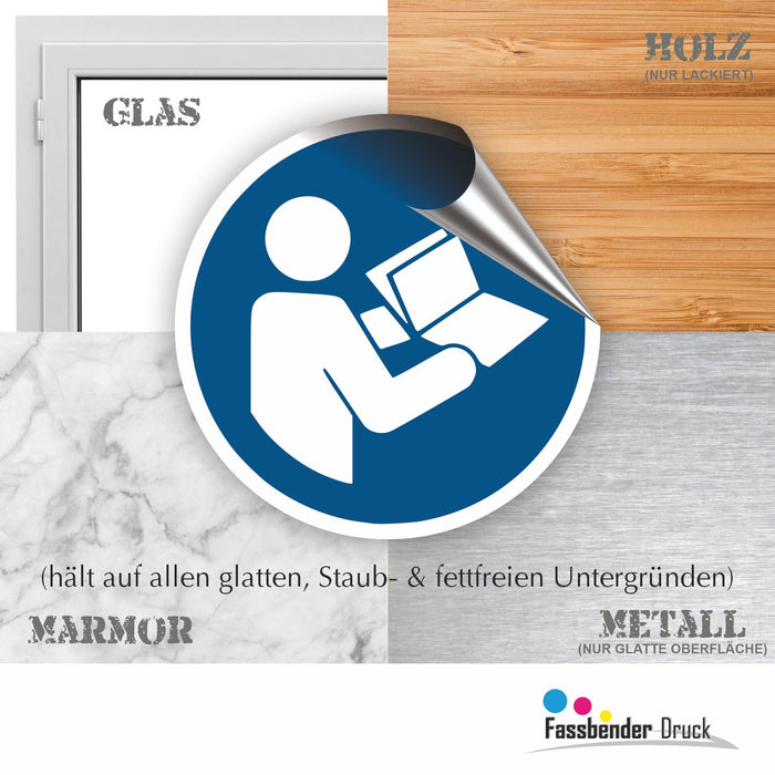 Gebotszeichen Gebrauchsanweisung beachten RUND (M002) nach DIN EN ISO 7010