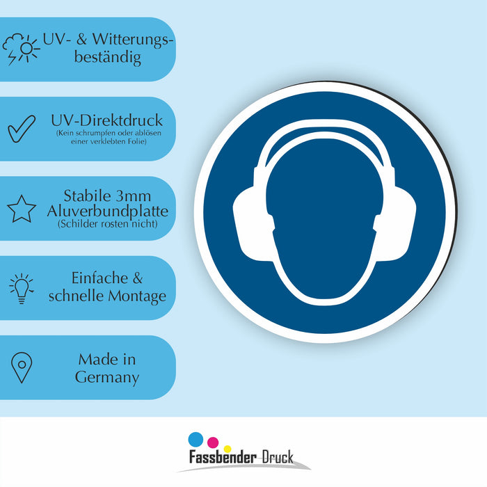 Gebotszeichen Gehörschutz tragen RUND (M003) nach DIN EN ISO 7010