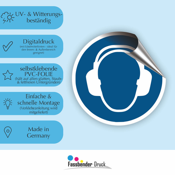 Gebotszeichen Gehörschutz tragen RUND (M003) nach DIN EN ISO 7010