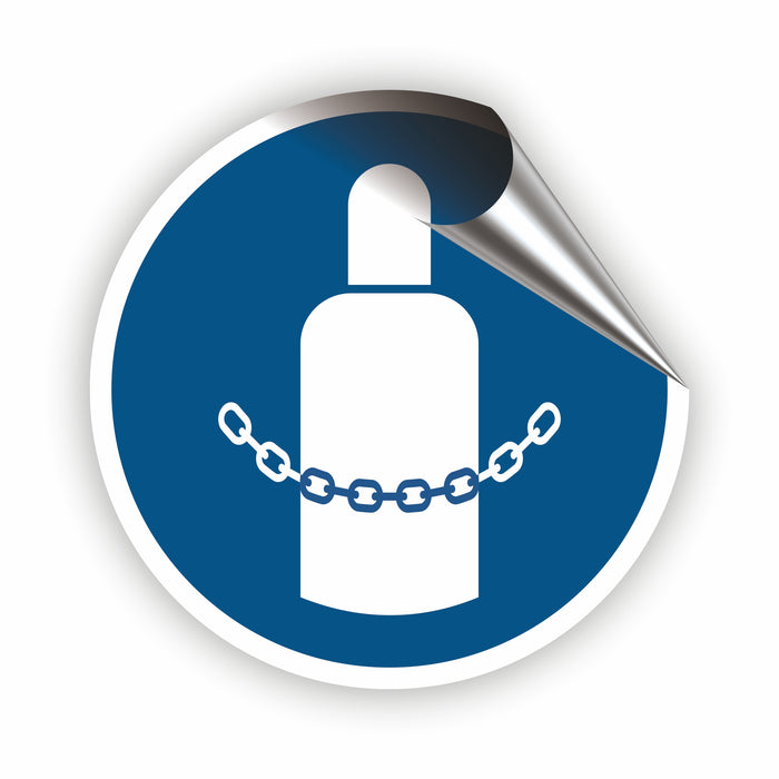 Gebotszeichen Gasflaschen sichern RUND (M046) nach DIN EN ISO 7010