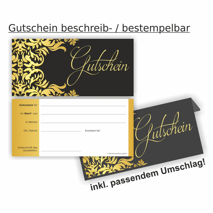 Eleganter Gutschein mit Umschlag und Logodruck