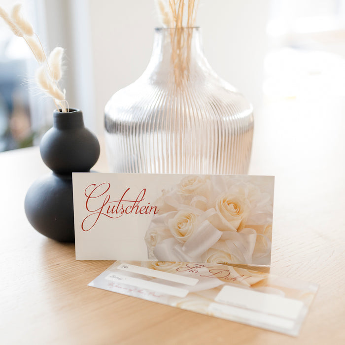 Eleganter Gutschein mit Umschlag und Logodruck