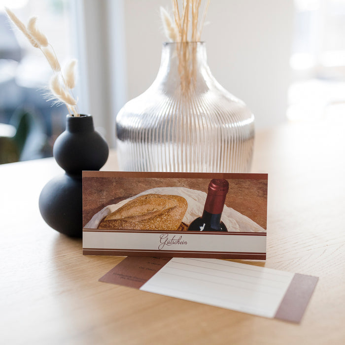 Gastronomie Gutschein mit Umschlag und Logodruck