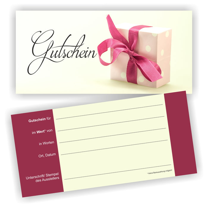 Gutschein mit Umschlag und Logodruck