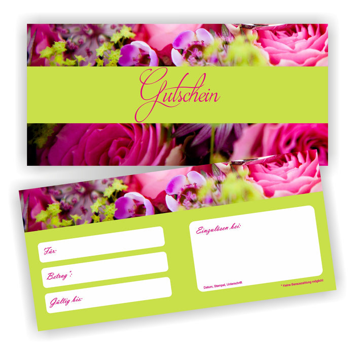 Blumen Gutschein mit Umschlag und Logodruck