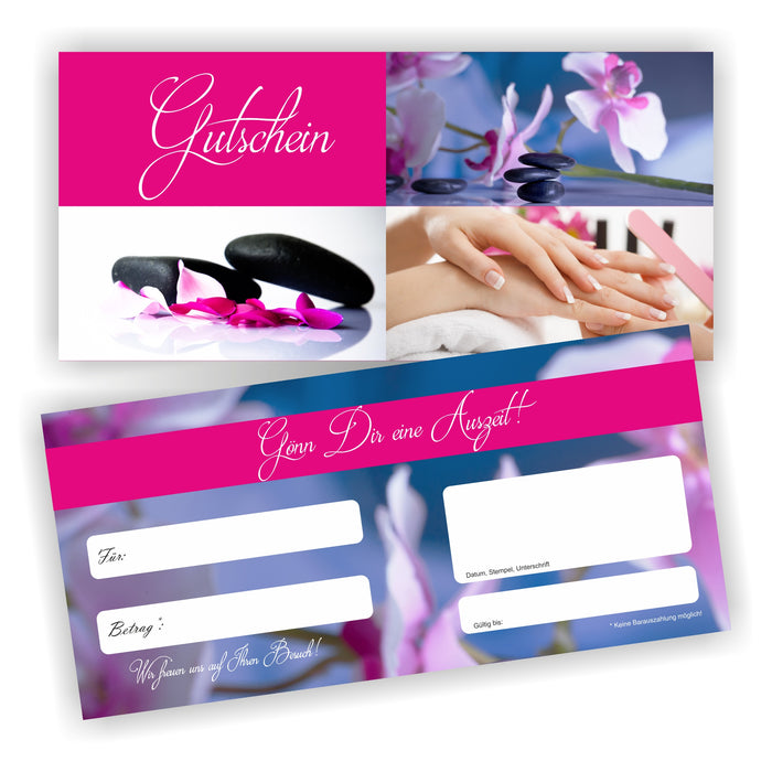 Nagelstudio SPA Gutschein mit Umschlag und Logodruck
