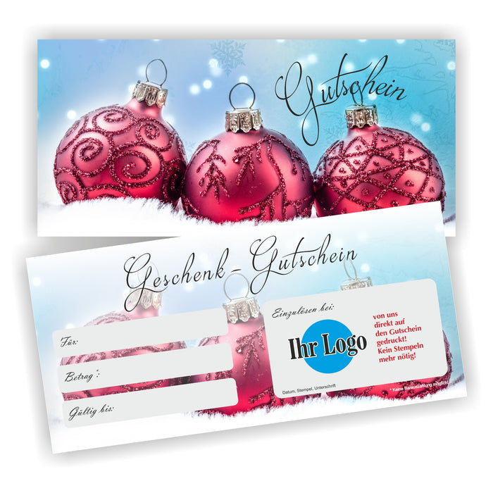 Weihnachten Gutschein mit Umschlag und Logodruck