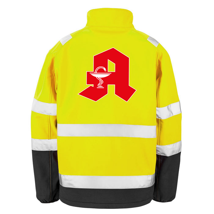 APOTHEKE Softshell Warnjacke / Sicherheitsjacke mit Reißverschluss und Taschen