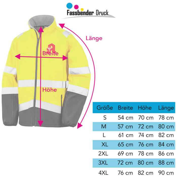 APOTHEKE Softshell Warnjacke / Sicherheitsjacke mit Reißverschluss und Taschen