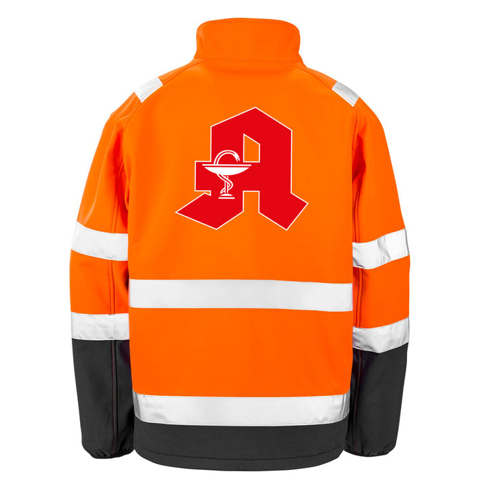 APOTHEKE Softshell Warnjacke / Sicherheitsjacke mit Reißverschluss und Taschen