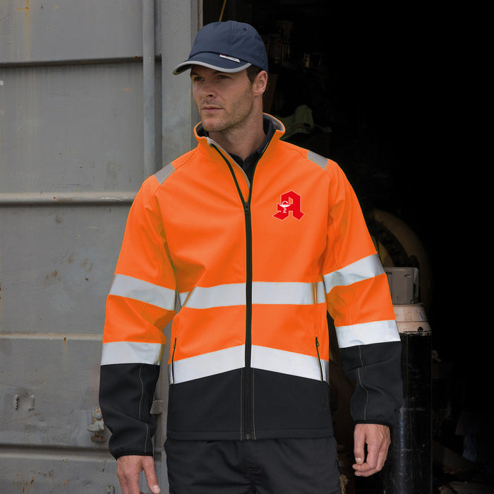 APOTHEKE Softshell Warnjacke / Sicherheitsjacke mit Reißverschluss und Taschen