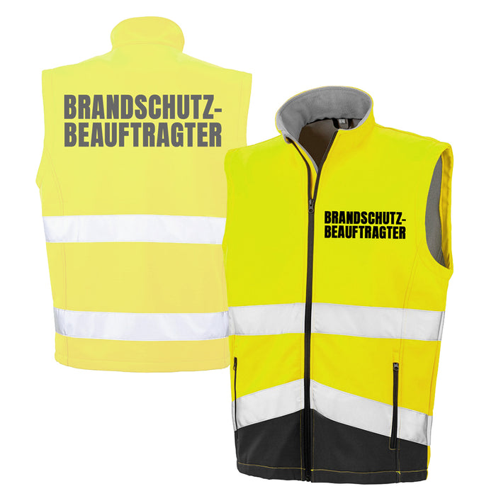 BRANDSCHUTZBEAUFTRAGTER Softshell Warnweste mit Reißverschluss und Taschen