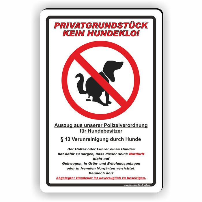 T-002 Privatgrundstück - Kein Hundeklo Schild / Kein Hundekot