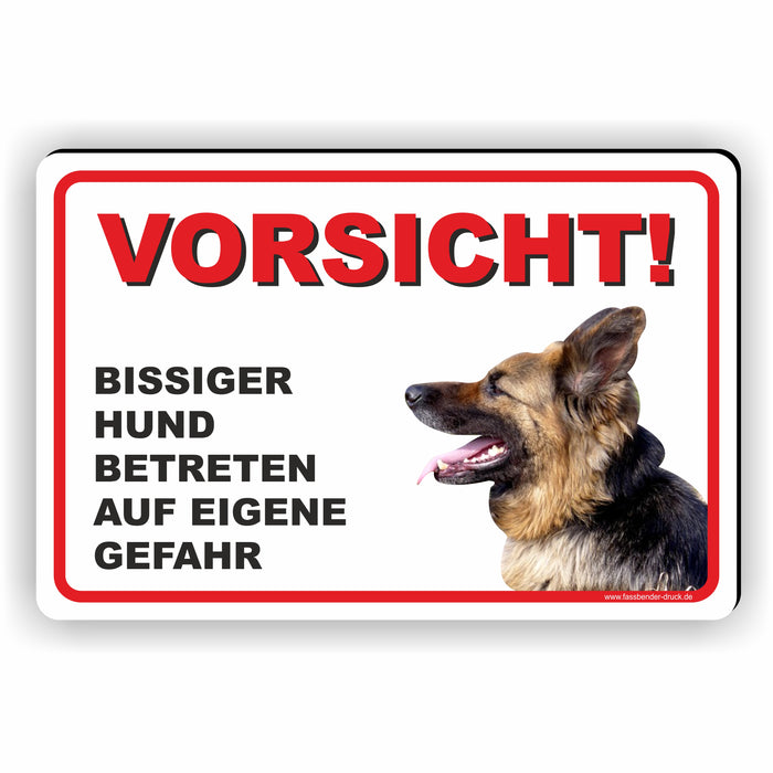 VORSICHT! Bissiger Hund / Betreten auf eigene Gefahr