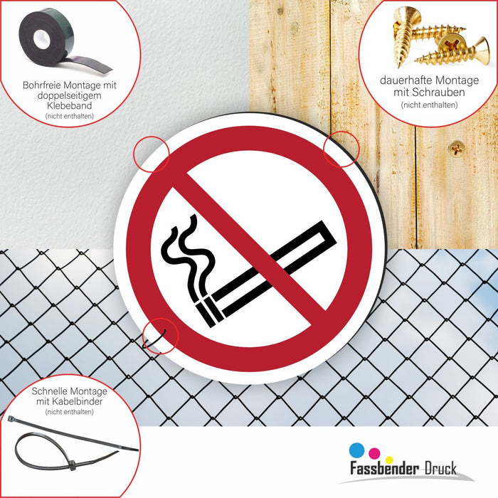 Verbotszeichen Rauchen verboten RUND (P002) Piktogram nach DIN EN ISO 7010