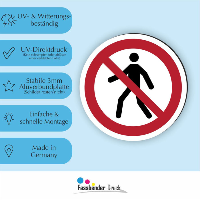 Verbotszeichen Für Fußgänger verboten RUND (P004) Piktogram nach DIN EN ISO 7010