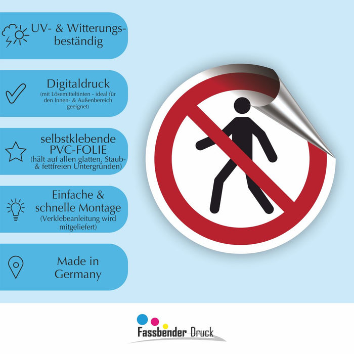 Verbotszeichen Für Fußgänger verboten RUND (P004) Piktogram nach DIN EN ISO 7010