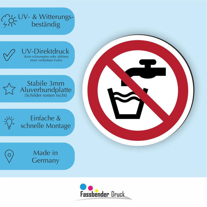 Verbotszeichen Kein Trinkwasser RUND (P005) Piktogram nach DIN EN ISO 7010