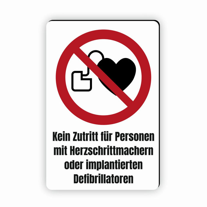 Verbotszeichen / Verbotsschild Kein Zutritt für Personen mit Herzschrittmachern (P007) - zum markieren von Verbotszonen nach DIN EN ISO 7010