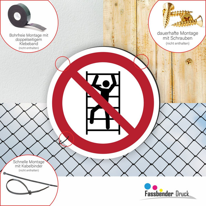 Verbotszeichen Aufsteigen verboten RUND (P009) Piktogram nach DIN EN ISO 7010
