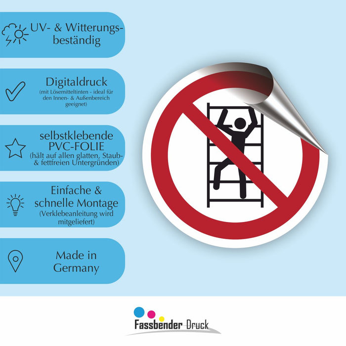 Verbotszeichen Aufsteigen verboten RUND (P009) Piktogram nach DIN EN ISO 7010