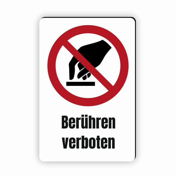Verbotszeichen / Verbotsschild Zutritt Berühren verboten (P010) - zum markieren von Verbotszonen nach DIN EN ISO 7010