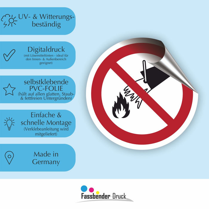 Verbotszeichen Mit Wasser löschen verboten RUND (P011) Piktogram nach DIN EN ISO 7010