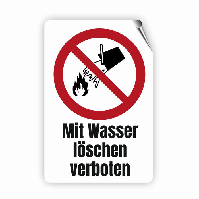 Verbotszeichen / Verbotsschild Mit Wasser löschen verboten (P011) - zum markieren von Verbotszonen nach DIN EN ISO 7010