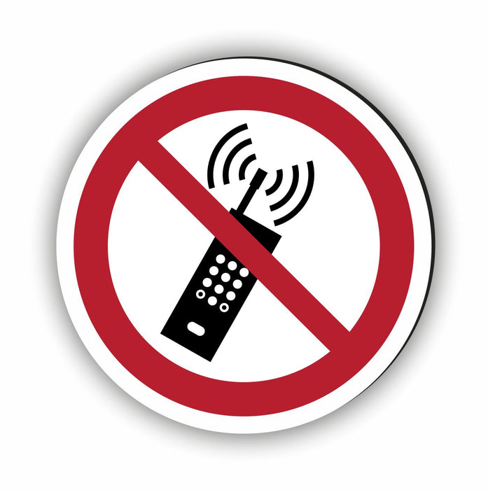 Verbotszeichen Eingeschaltete Mobiltelefone verboten RUND (P013) Piktogram nach DIN EN ISO 7010