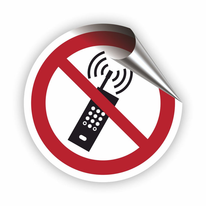 Verbotszeichen Eingeschaltete Mobiltelefone verboten RUND (P013) Piktogram nach DIN EN ISO 7010