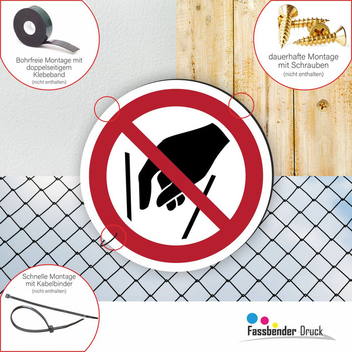 Verbotszeichen Hineinfassen verboten RUND (P015) Piktogram nach DIN EN ISO 7010