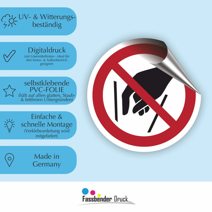 Verbotszeichen Hineinfassen verboten RUND (P015) Piktogram nach DIN EN ISO 7010