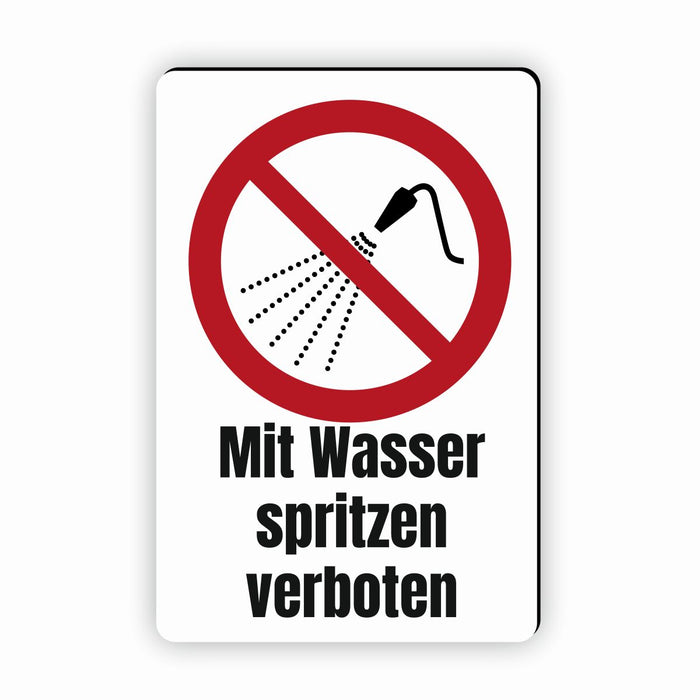 Verbotszeichen / Verbotsschild Mit Wasser spritzen verboten (P016) - zum markieren von Verbotszonen nach DIN EN ISO 7010