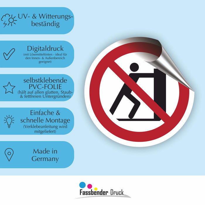 Verbotszeichen Schieben verboten RUND (P017) Piktogram nach DIN EN ISO 7010