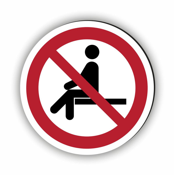 Verbotszeichen Sitzen verboten RUND (P018) Piktogram nach DIN EN ISO 7010