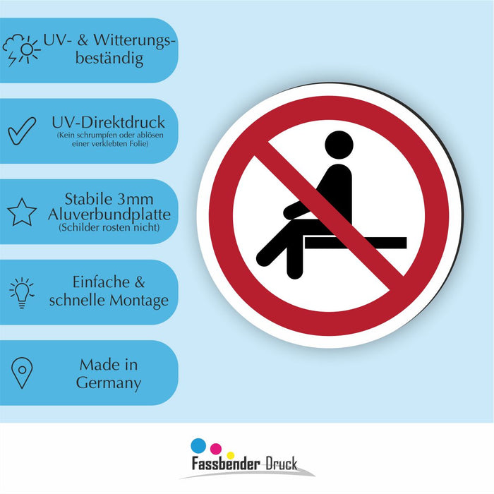 Verbotszeichen Sitzen verboten RUND (P018) Piktogram nach DIN EN ISO 7010
