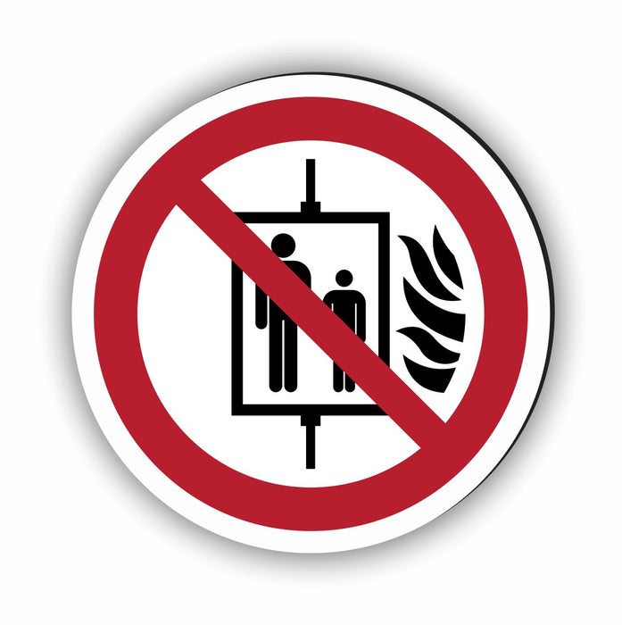 Verbotszeichen Aufzug im Brandfall nicht benutzen RUND (P020) Piktogram nach DIN EN ISO 7010