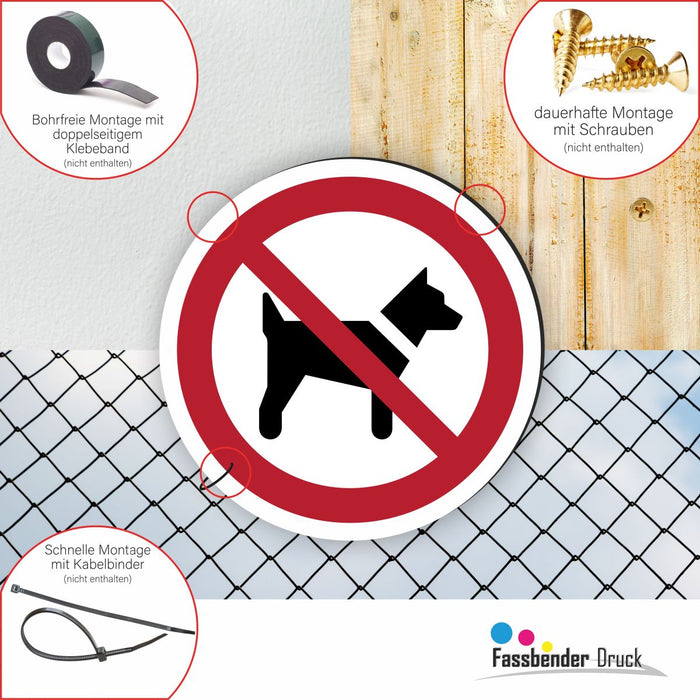 Verbotszeichen Mitführen von Hunden verboten RUND (P021) Piktogram nach DIN EN ISO 7010