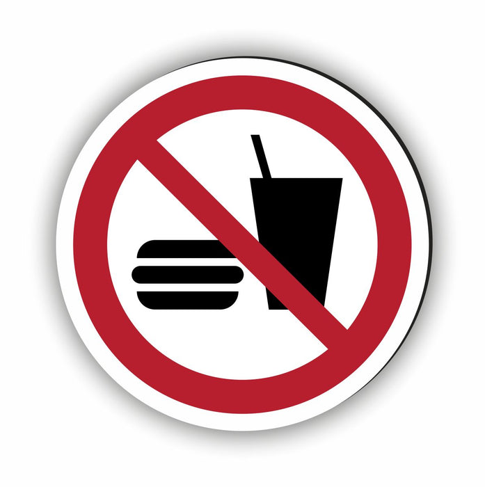 Verbotszeichen Essen und Trinken verboten RUND (P022) Piktogram nach DIN EN ISO 7010
