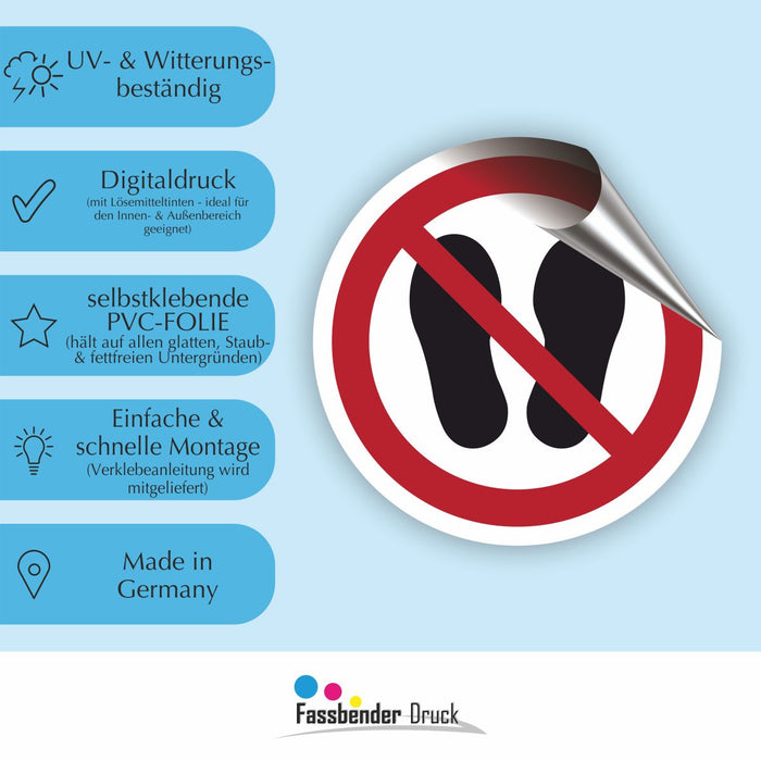 Verbotszeichen Betreten der Fläche verboten RUND (P024) Piktogram nach DIN EN ISO 7010