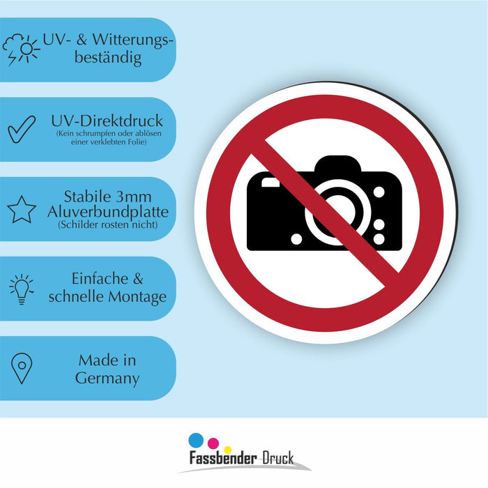 Verbotszeichen Fotografieren verboten RUND (P029) Piktogram nach DIN EN ISO 7010