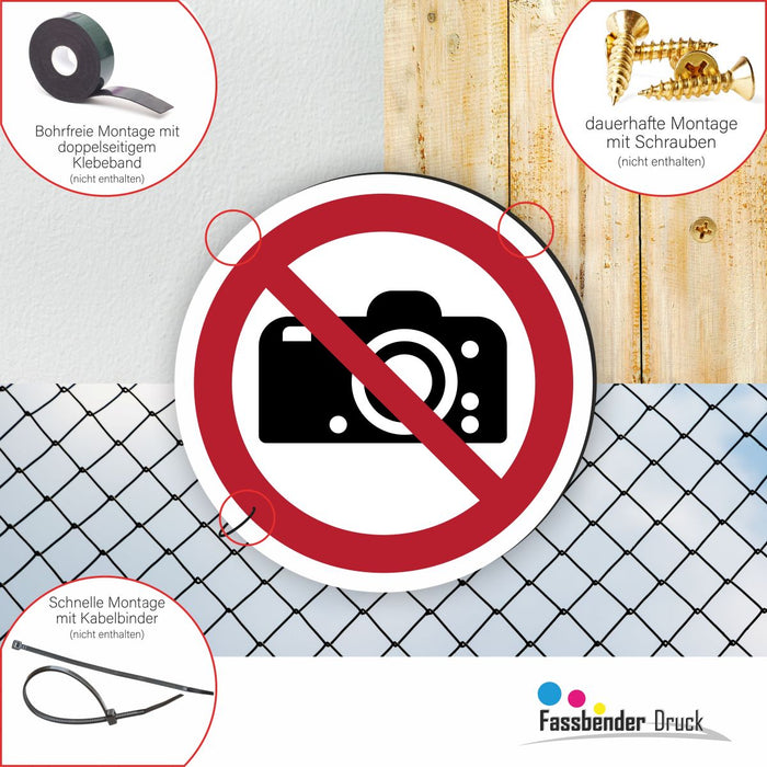Verbotszeichen Fotografieren verboten RUND (P029) Piktogram nach DIN EN ISO 7010