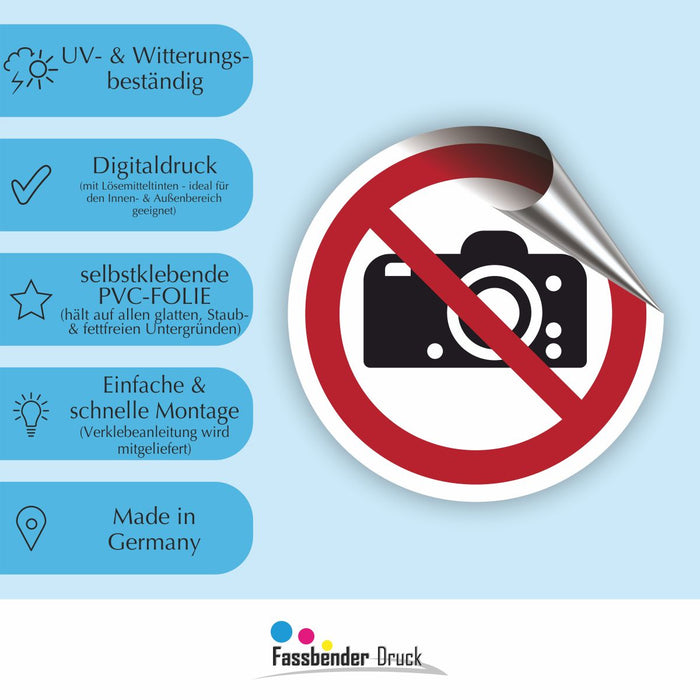 Verbotszeichen Fotografieren verboten RUND (P029) Piktogram nach DIN EN ISO 7010