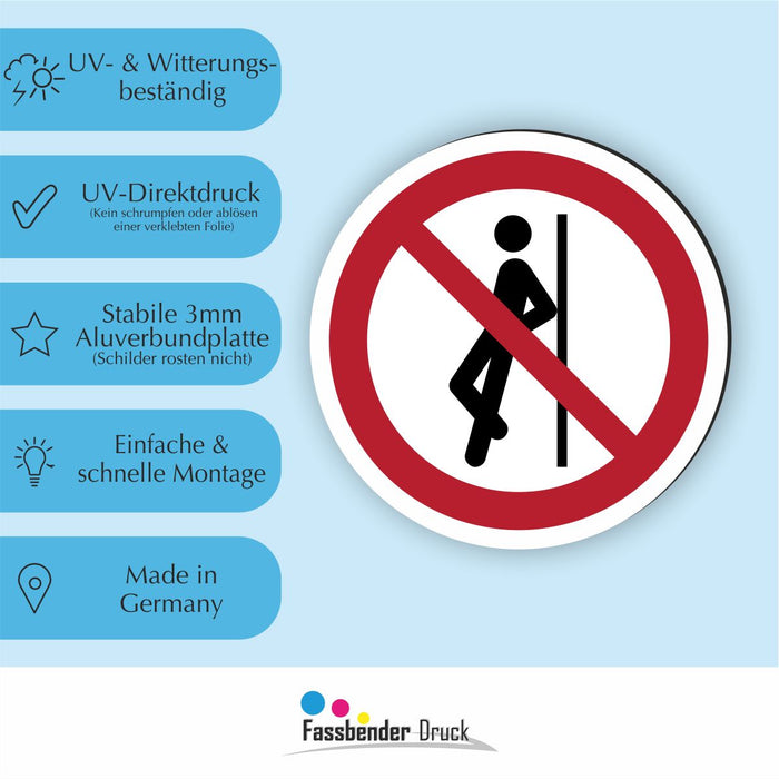 Verbotszeichen Gegenlehnen verboten RUND (P041) Piktogram nach DIN EN ISO 7010