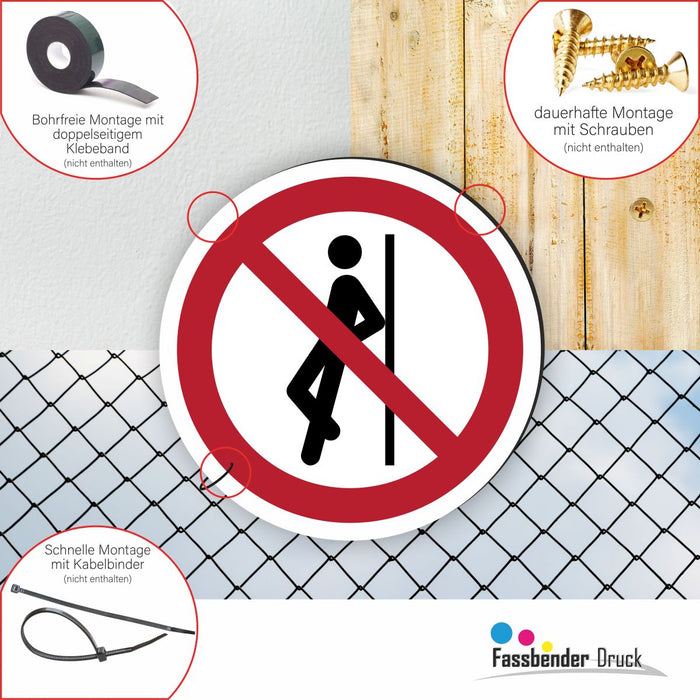 Verbotszeichen Gegenlehnen verboten RUND (P041) Piktogram nach DIN EN ISO 7010