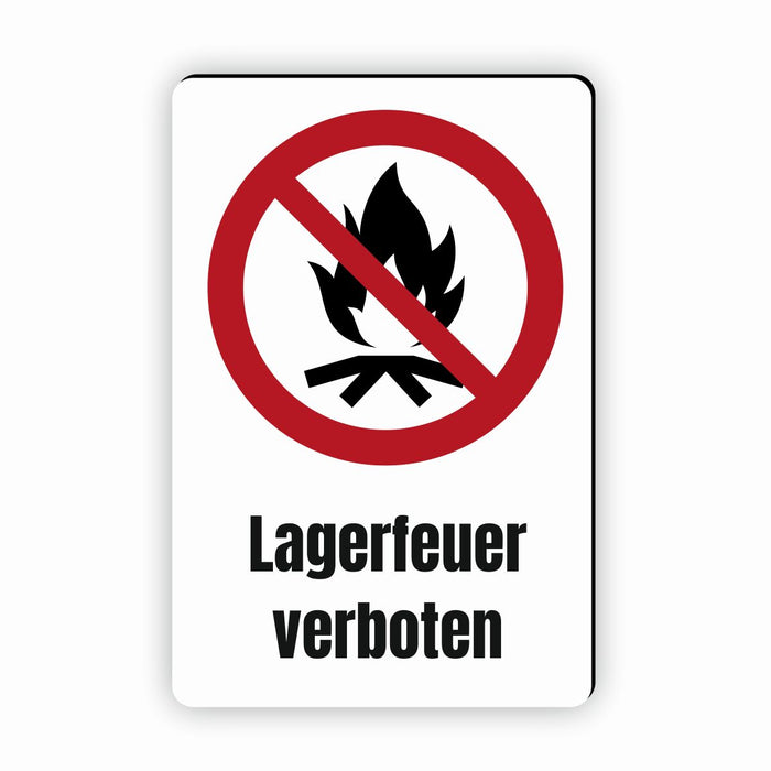 Verbotszeichen / Verbotsschild Lagerfeuer verboten (P045) - zum markieren von Verbotszonen nach DIN EN ISO 7010