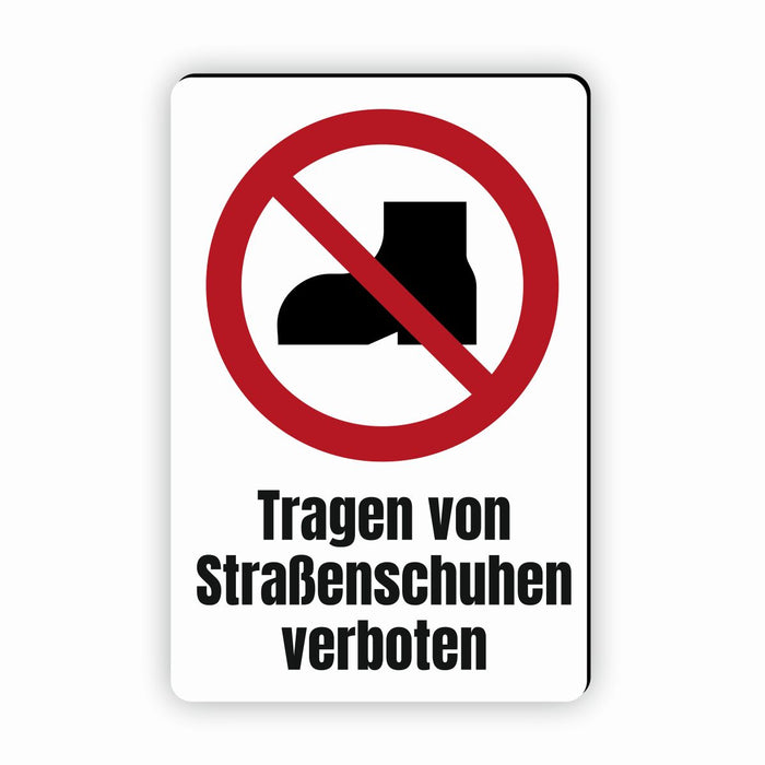 Verbotszeichen / Verbotsschild Tragen von Straßenschuhen verboten (P060) - zum markieren von Verbotszonen nach DIN EN ISO 7010