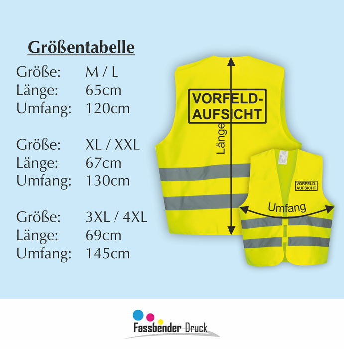 VORFELDAUFSICHT Warnweste | Signalweste nach ISO 20471 | 6 Farben + 3 Größen