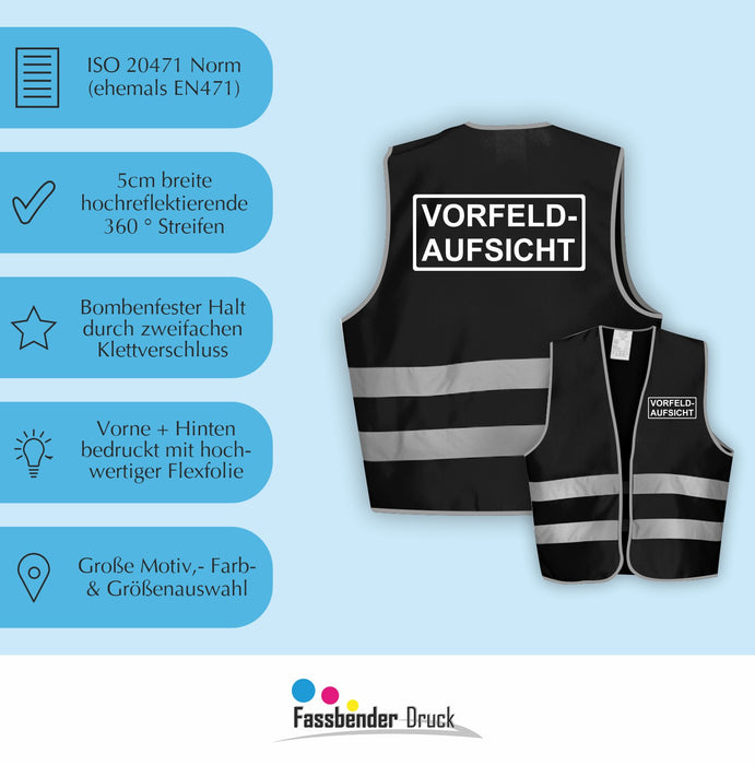 VORFELDAUFSICHT Warnweste | Signalweste nach ISO 20471 | 6 Farben + 3 Größen