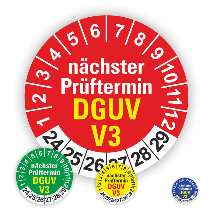 DGUV V3 Wartungsetiketten / Prüfplaketten / Prüfetiketten